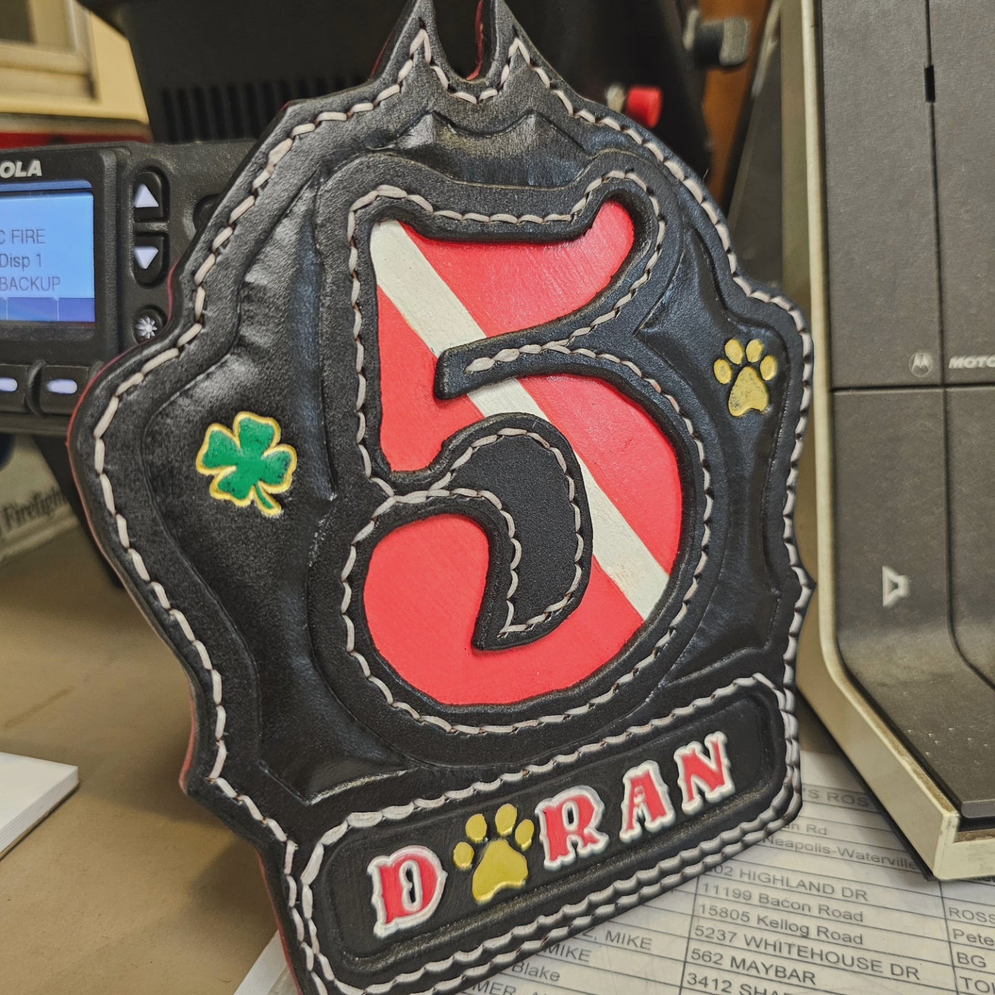 Custom Fire Helmet Shield Deposit