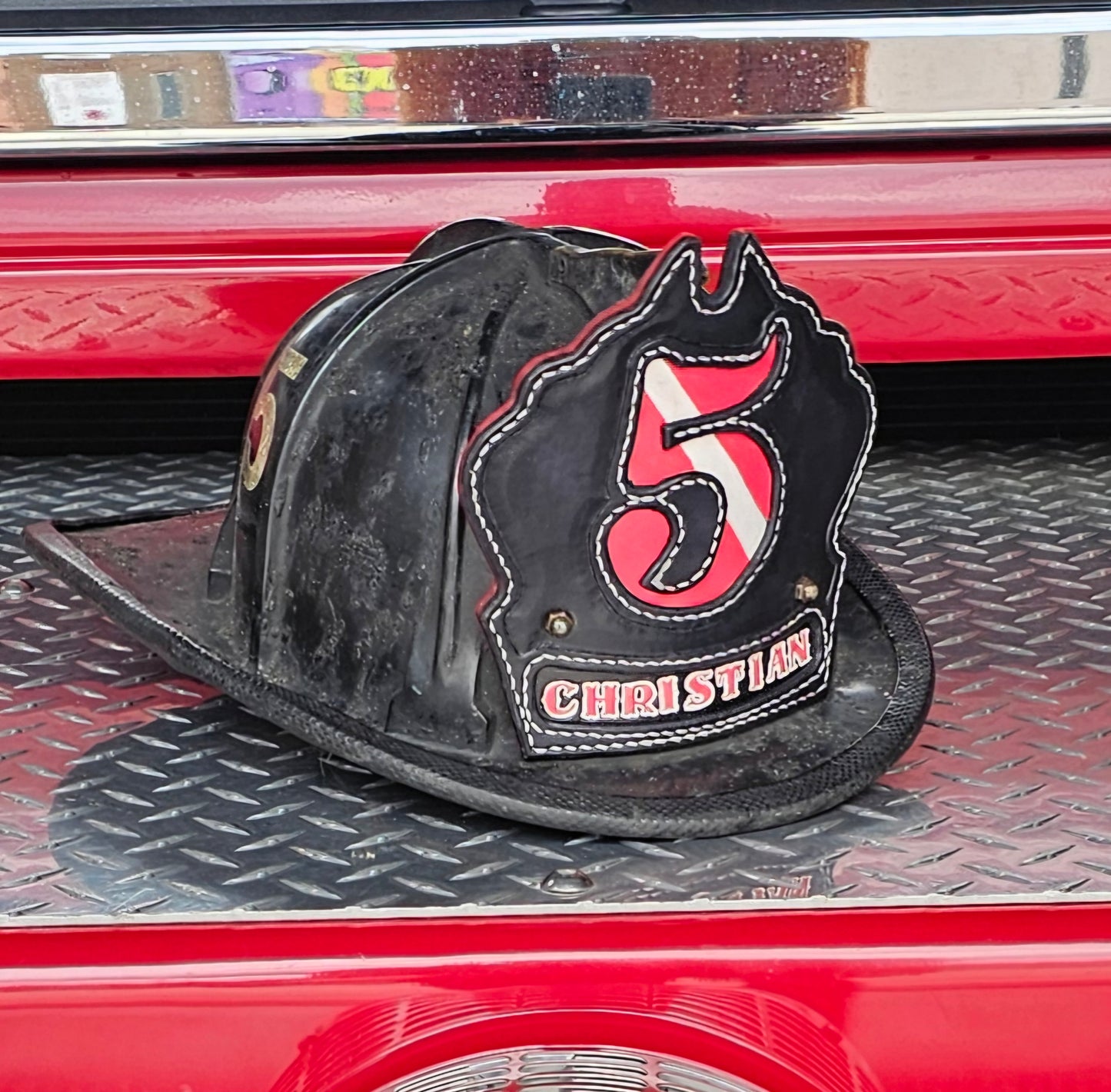 Custom Fire Helmet Shield Deposit